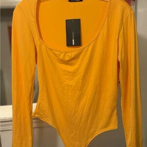 Fashion Nova Mustard Long Sleeve Bodysuit